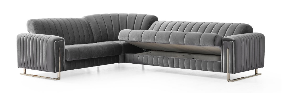 Genava L-Shaped Upholstered Convertible Storage Sectional