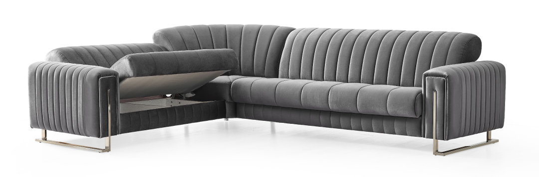 Genava L-Shaped Upholstered Convertible Storage Sectional