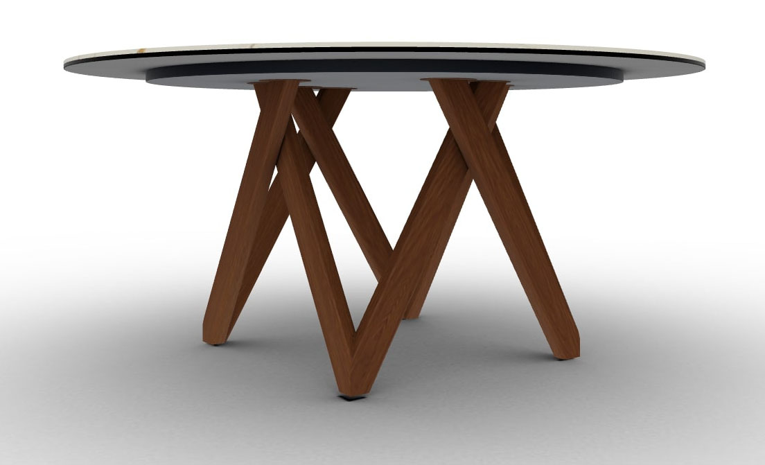 Cartesio Wood/Ceramic Round Dining Table