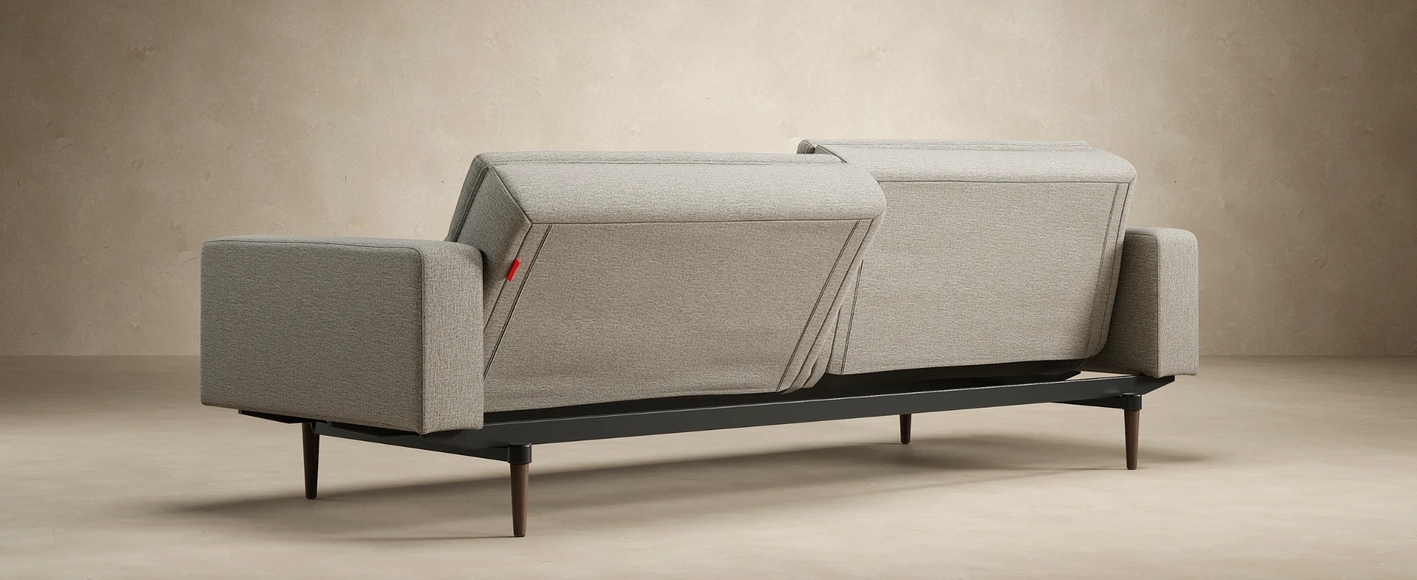 Dublexo Deluxe Fabric Sofa Bed w/Arms & Dark Wood Styletto Legs