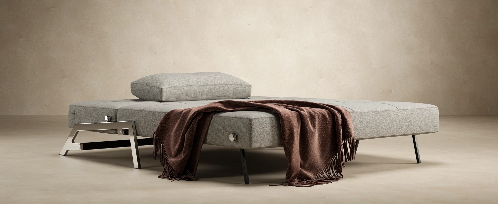 Cubed Deluxe Fabric Sofa Bed w/Chrome Legs