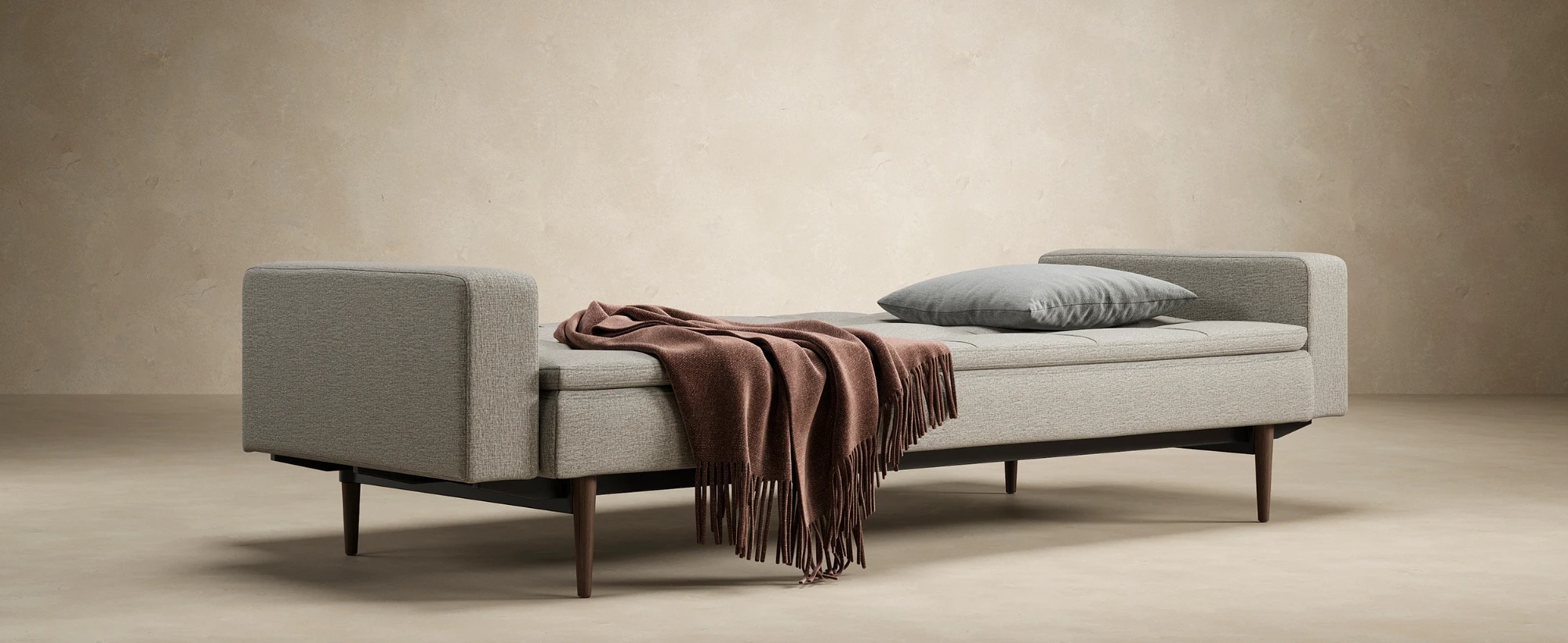 Dublexo Deluxe Fabric Sofa Bed w/Arms & Dark Wood Styletto Legs