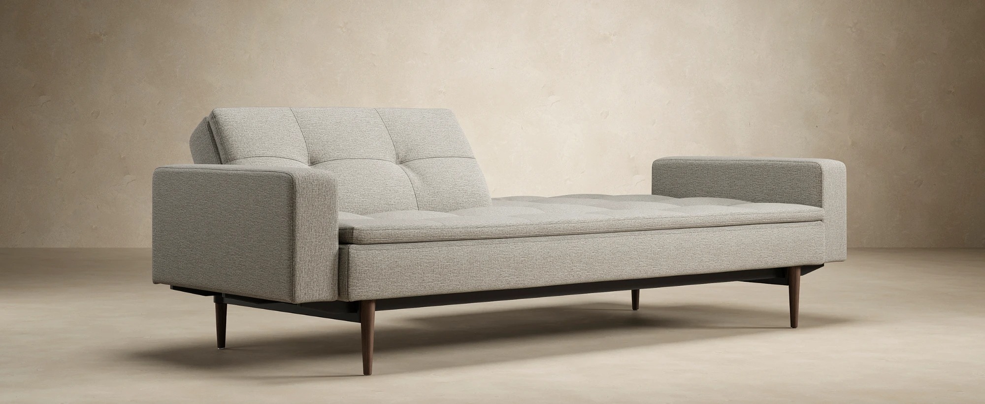 Dublexo Deluxe Fabric Sofa Bed w/Arms & Dark Wood Styletto Legs