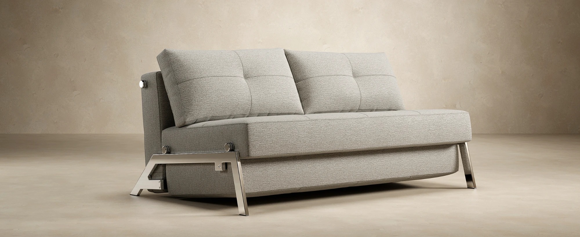 Cubed Deluxe Fabric Sofa Bed w/Chrome Legs, Queen Size