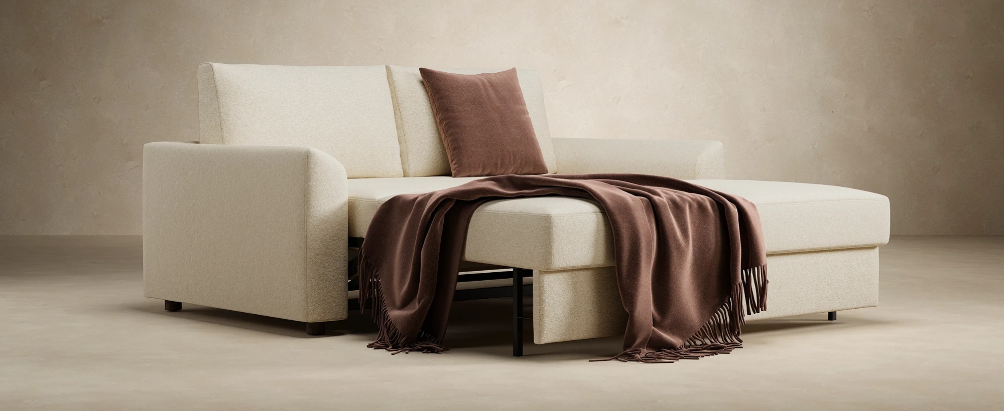 Neah Polyester King Sofa Bed w/Curved Arm Rests
