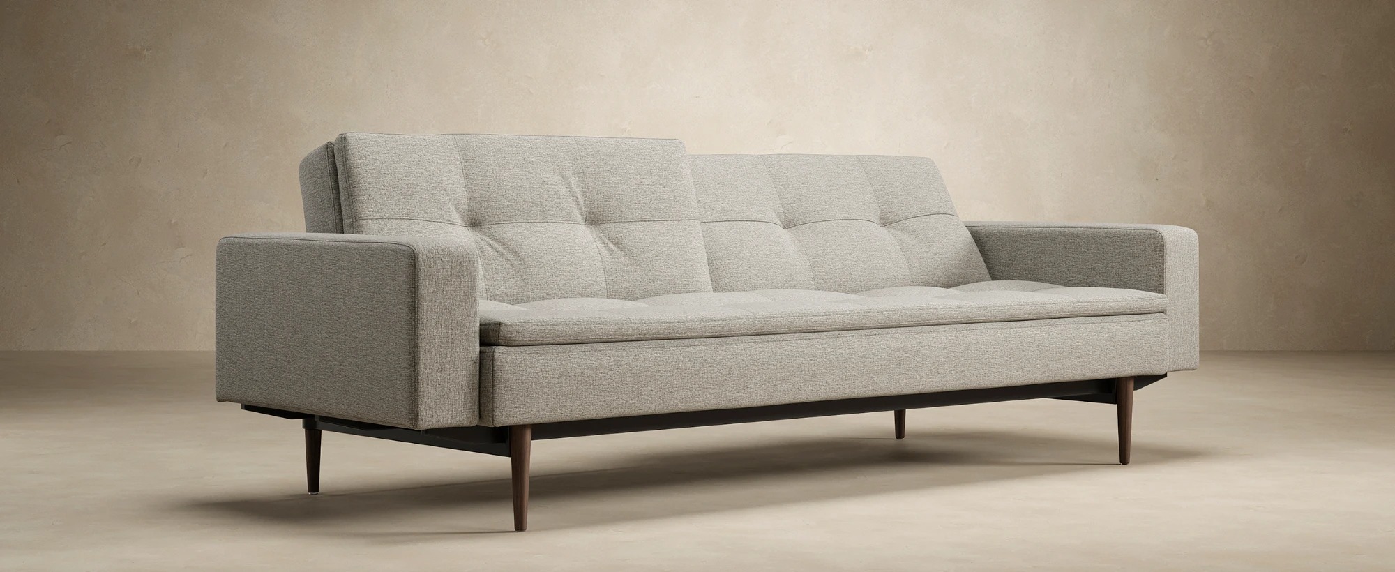 Dublexo Deluxe Fabric Sofa Bed w/Arms & Dark Wood Styletto Legs