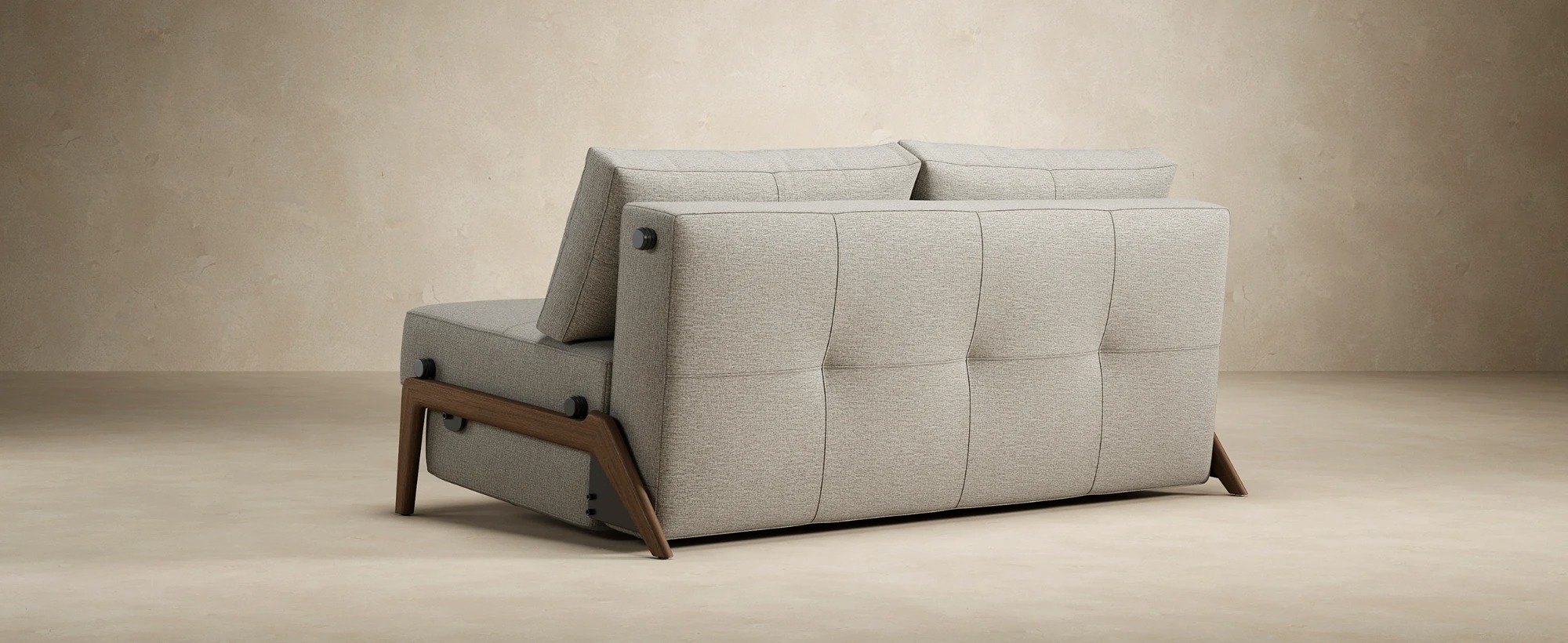 Cubed Deluxe Fabric Sofa Bed w/Dark Wood Legs
