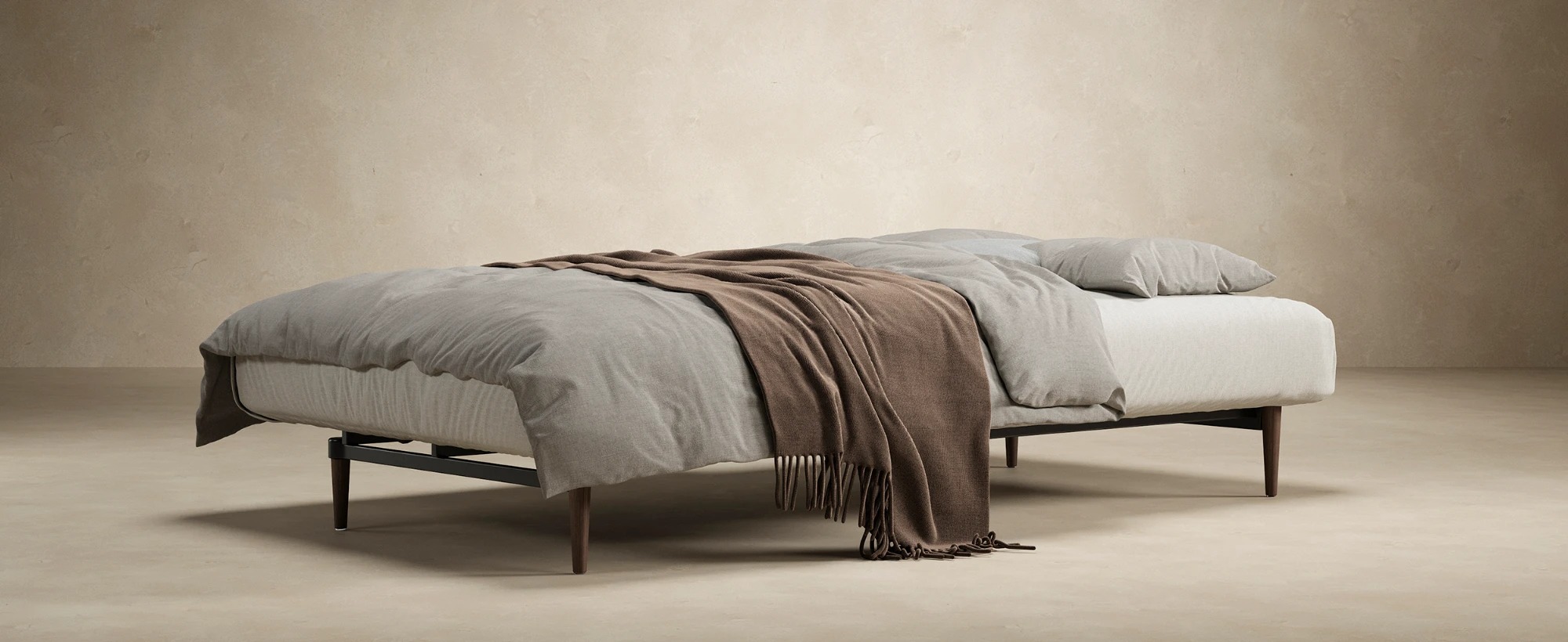 Dublexo Deluxe Fabric Sofa Bed w/Dark Wood Styletto Legs