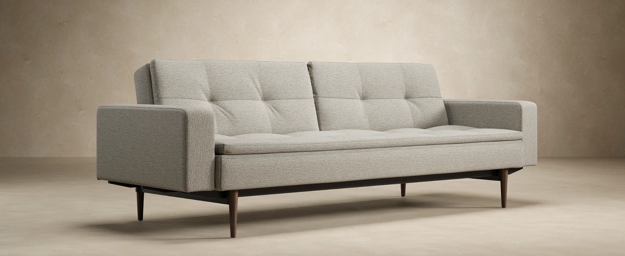 Dublexo Deluxe Fabric Sofa Bed w/Arms & Dark Wood Styletto Legs