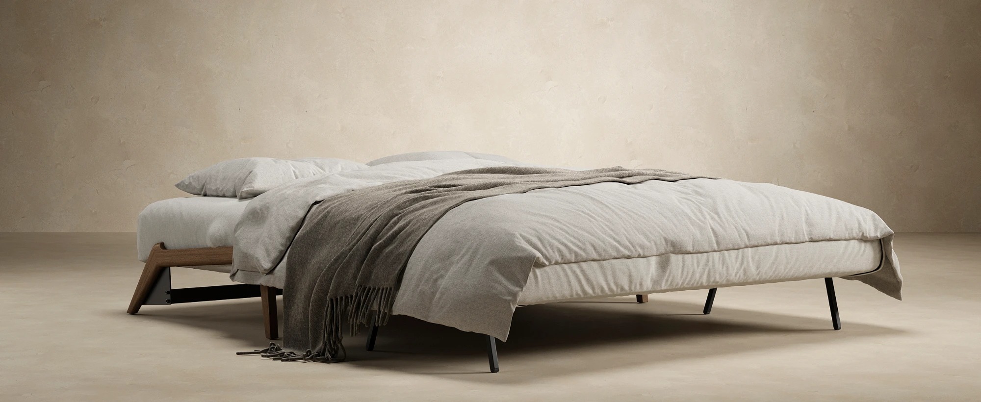 Cubed Deluxe Fabric Sofa Bed w/Dark Wood Legs