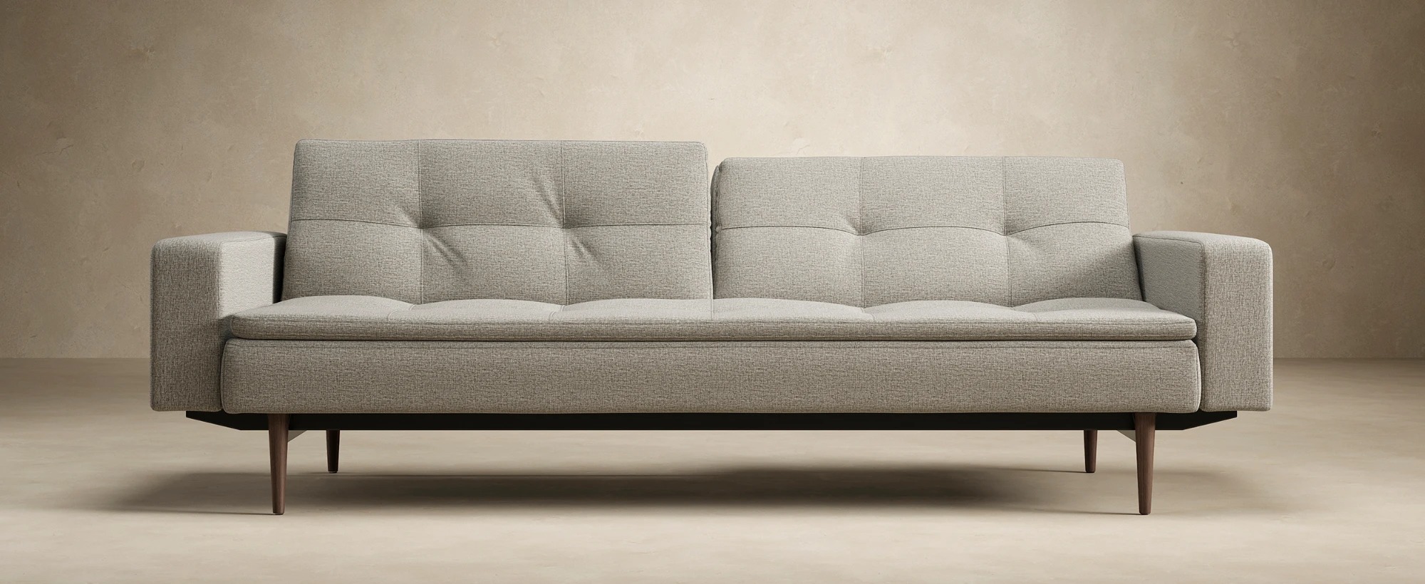Dublexo Deluxe Fabric Sofa Bed w/Arms & Dark Wood Styletto Legs