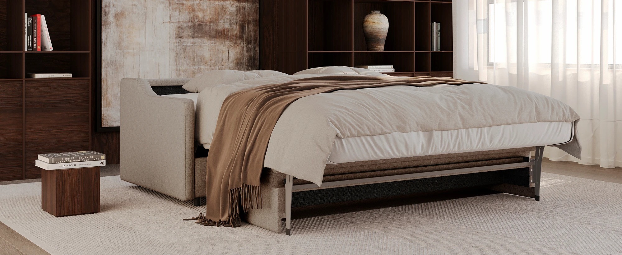 Carnell Polyester Queen Sofa Bed w/Slope Arms
