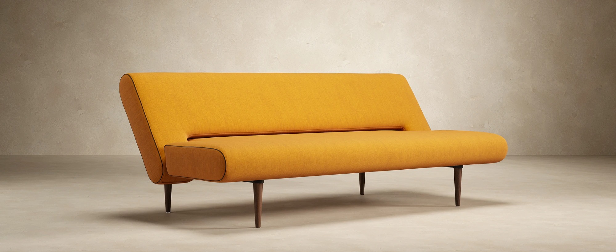 Unfurl Fabric Sofa Bed w/Dark Wood Legs