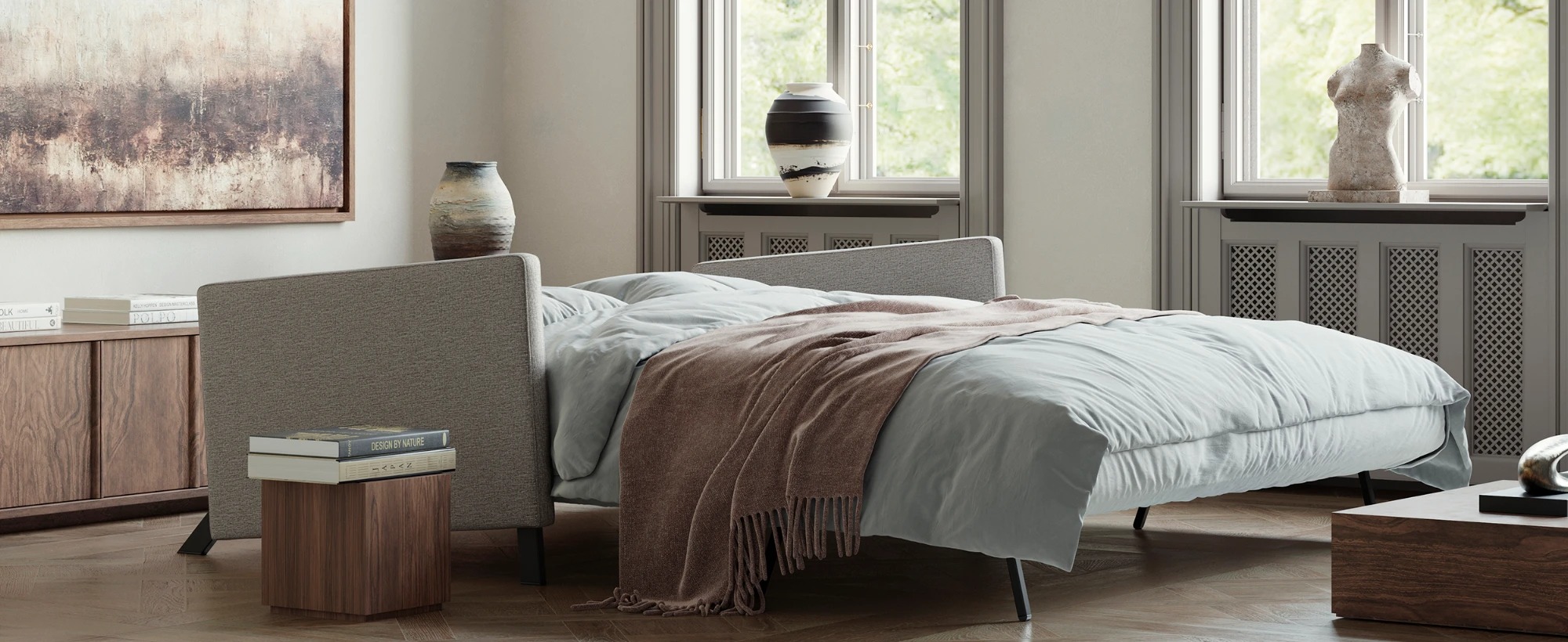 Cubed Deluxe Fabric Sofa Bed w/Arms