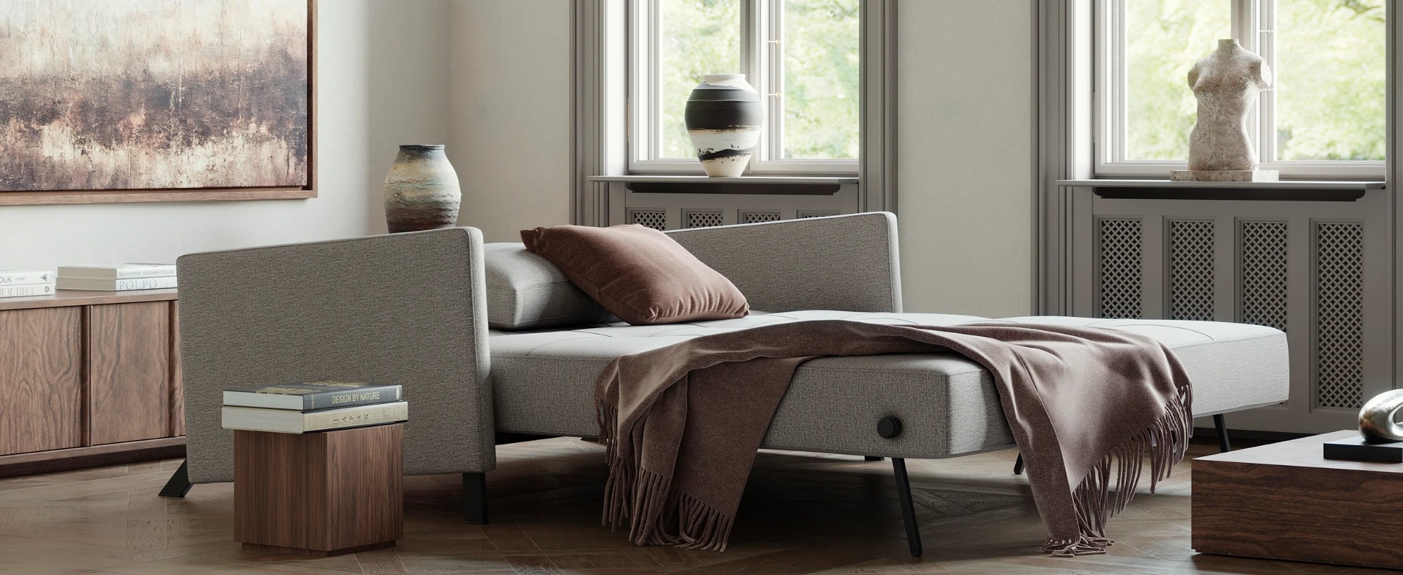 Cubed Deluxe Fabric Sofa Bed w/Arms