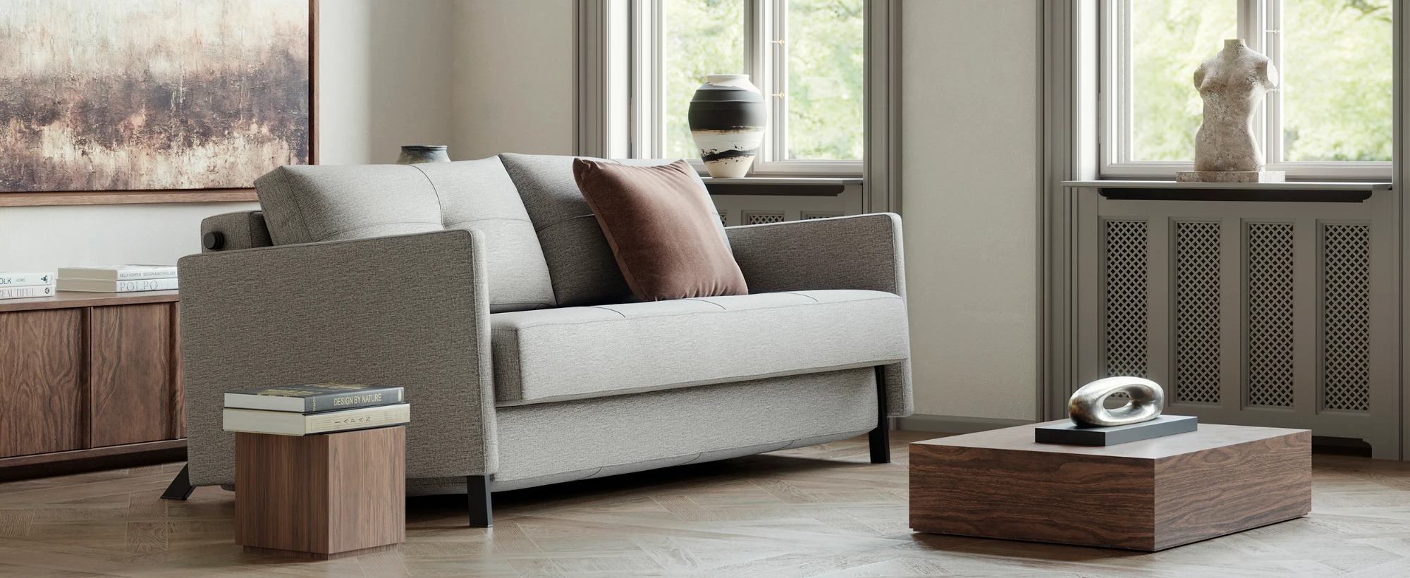 Cubed Deluxe Fabric Sofa Bed w/Arms
