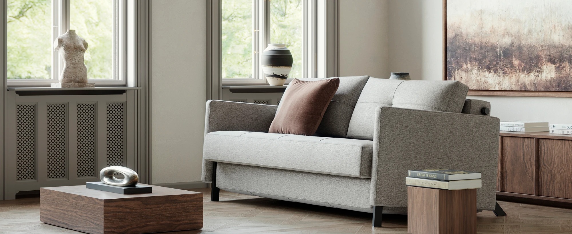 Cubed Deluxe Fabric Sofa Bed w/Arms