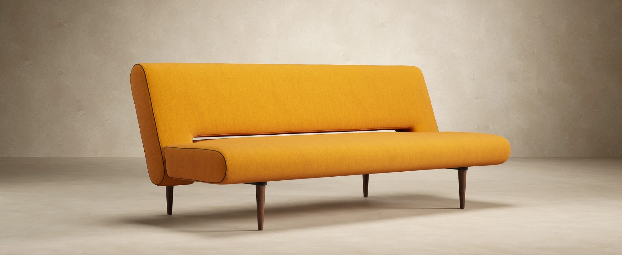 Unfurl Fabric Sofa Bed w/Dark Wood Legs