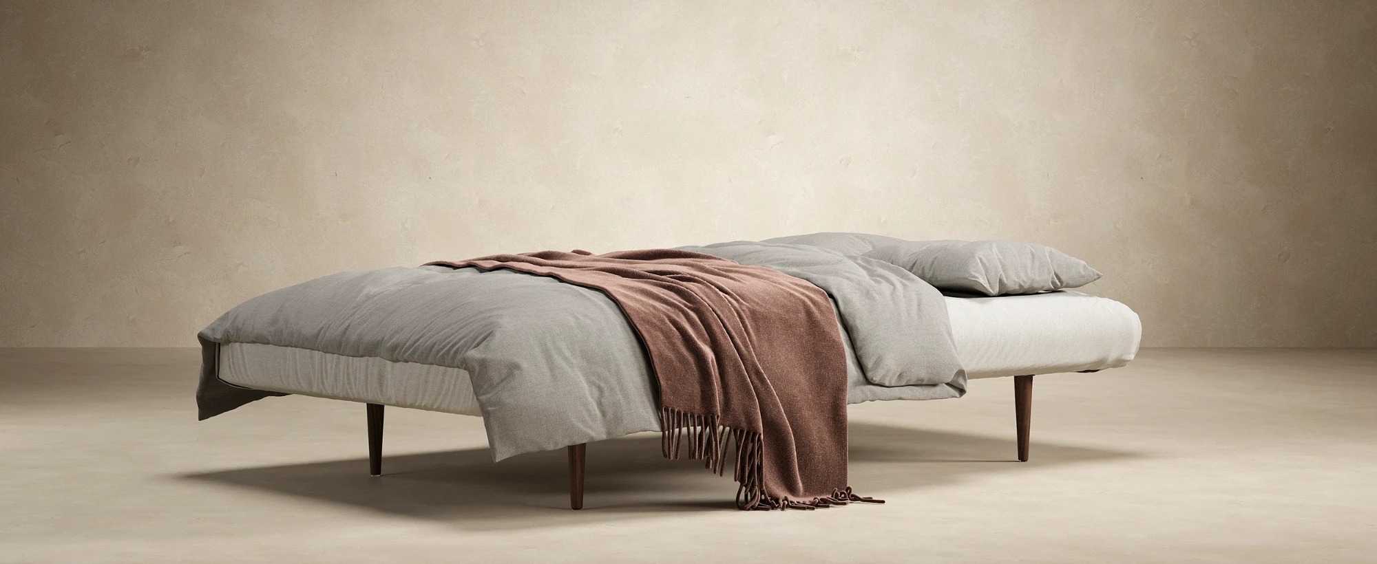 Unfurl Fabric Sofa Bed w/Dark Wood Legs