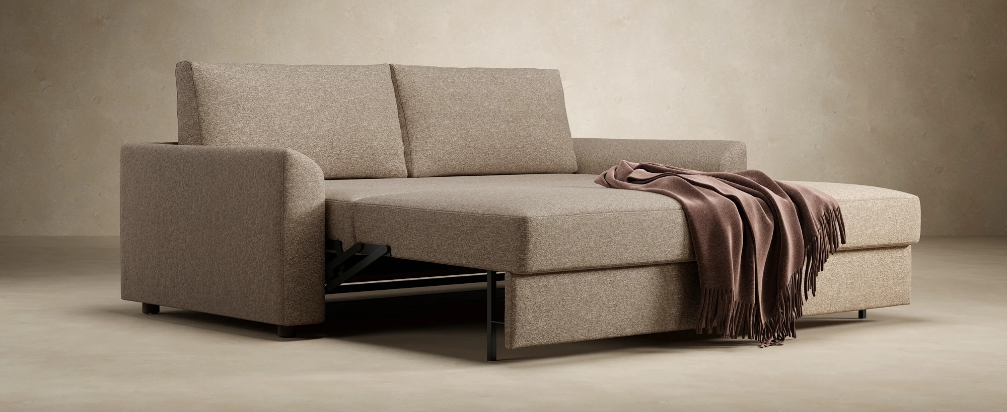 Neah Polyester Queen Sofa Bed w/Curved Arm Rests