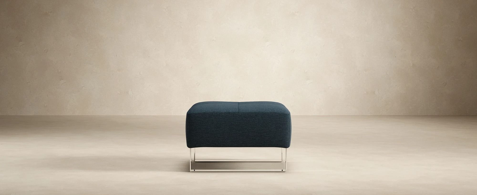 Deluxe Excess Fabric Ottoman w/Chrome Legs