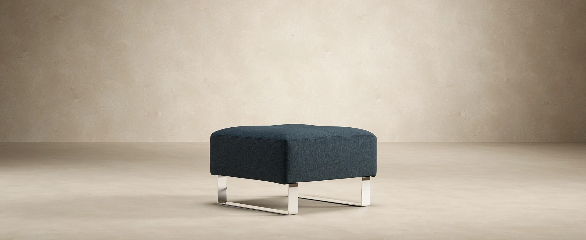 Deluxe Excess Fabric Ottoman w/Chrome Legs