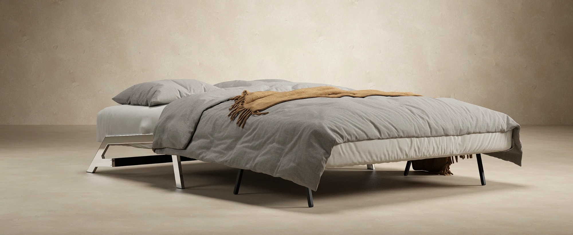 Cubed Deluxe Fabric Sofa Bed w/Chrome Legs