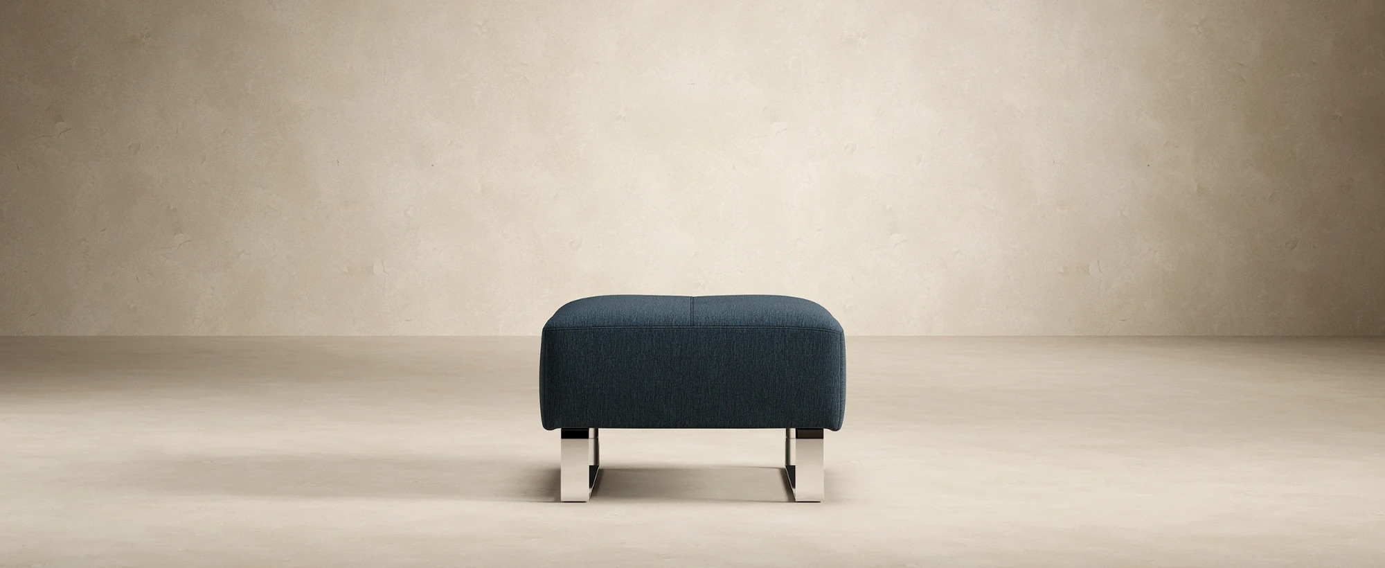 Deluxe Excess Fabric Ottoman w/Chrome Legs