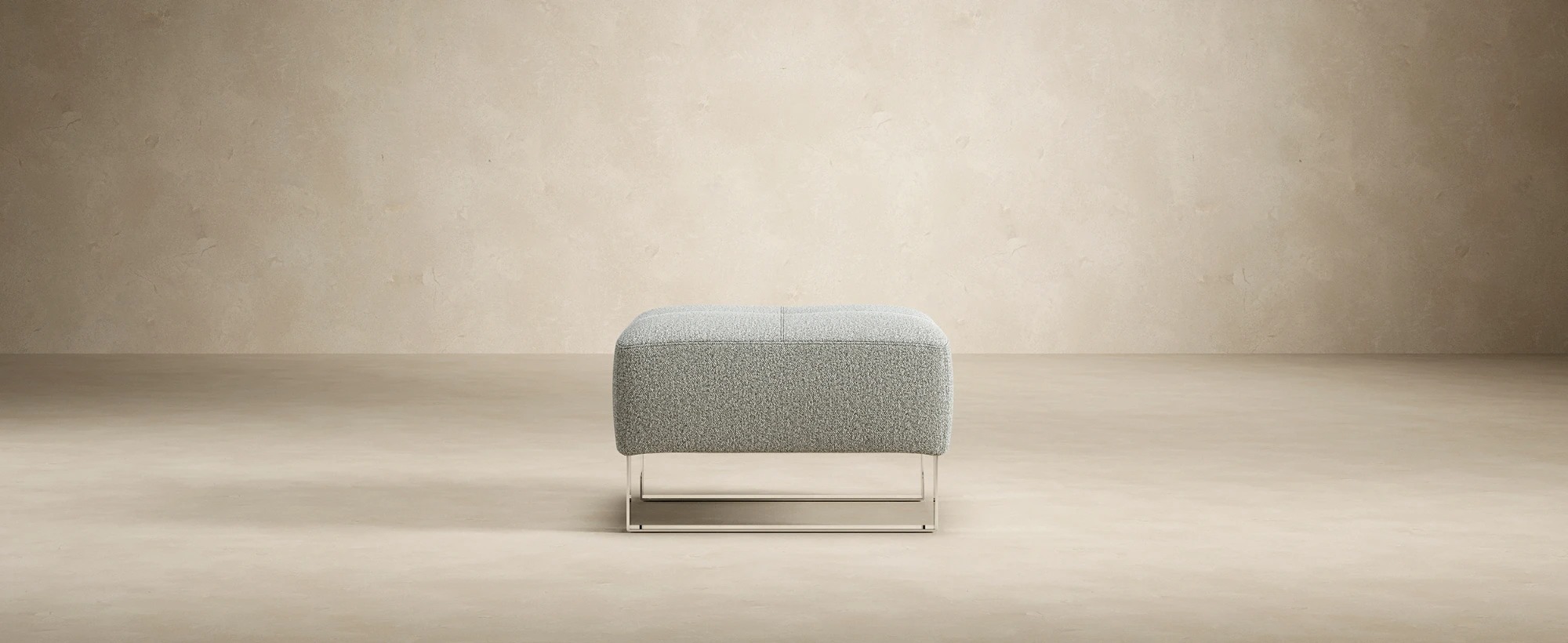 Deluxe Excess Fabric Ottoman w/Chrome Legs