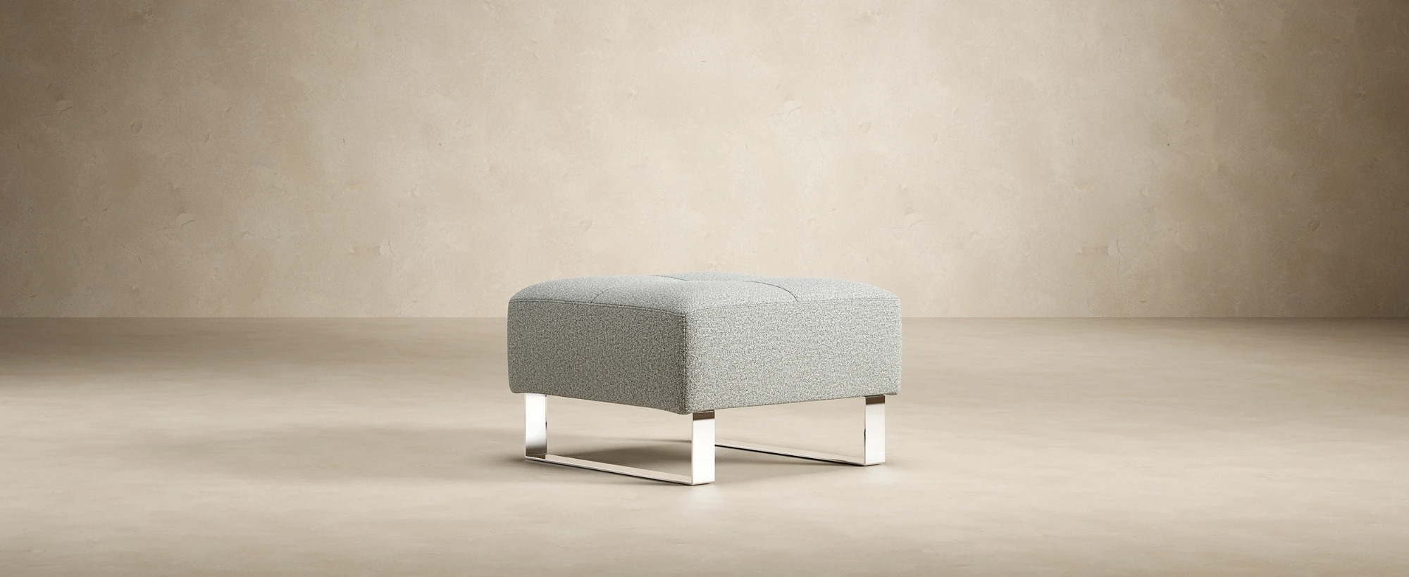 Deluxe Excess Fabric Ottoman w/Chrome Legs