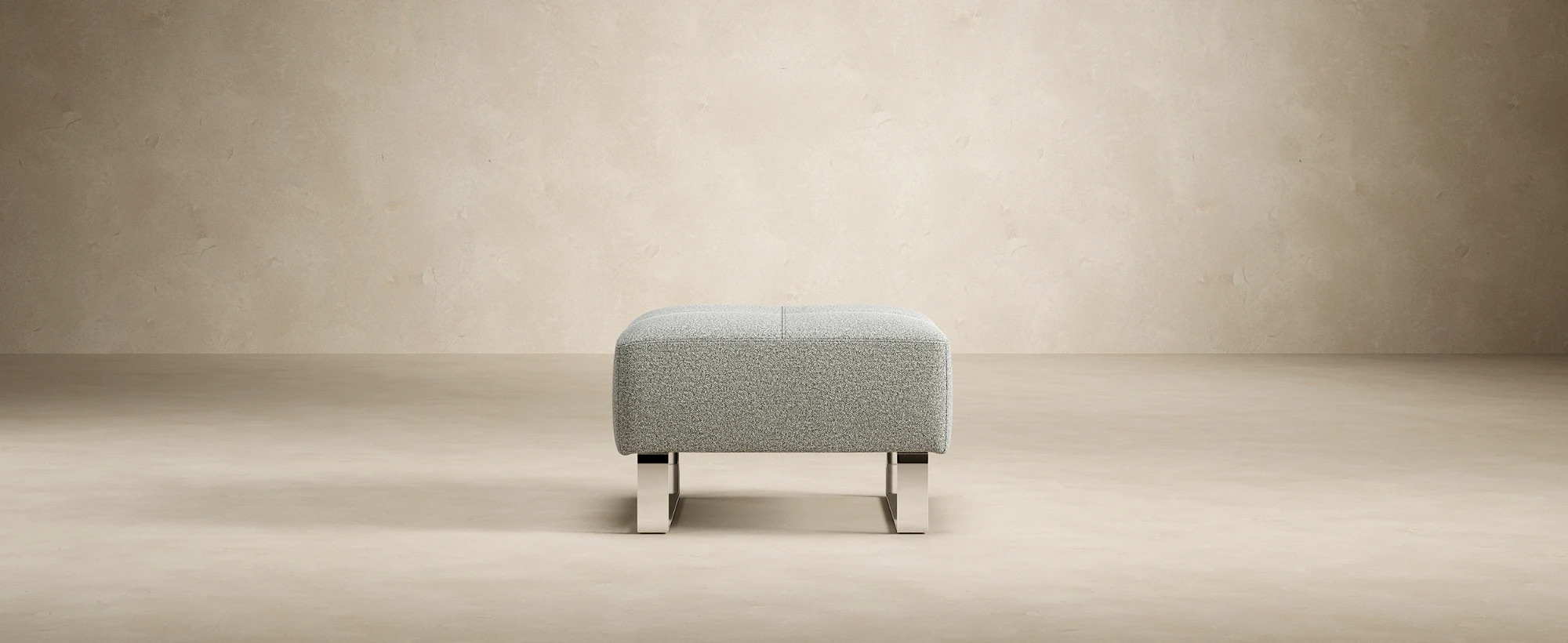 Deluxe Excess Fabric Ottoman w/Chrome Legs