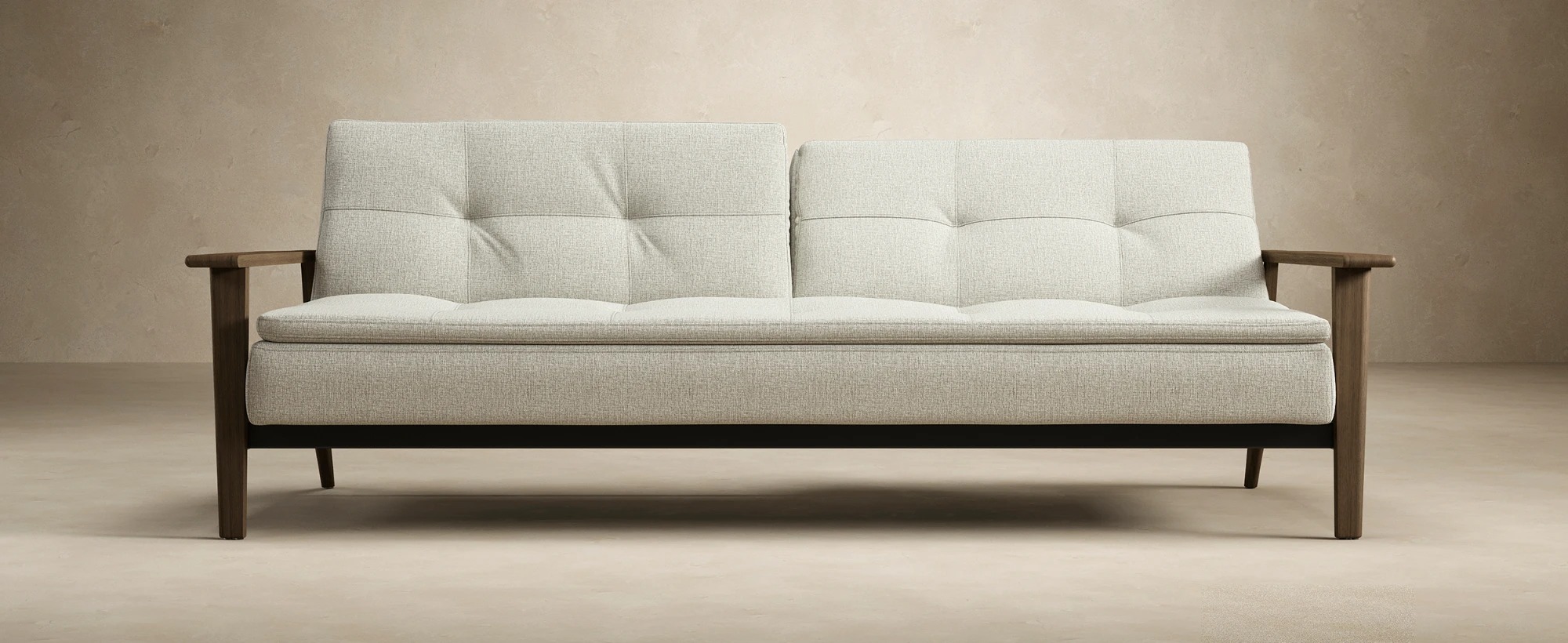 Dublexo Frej Fabric Sofa Bed w/Smoked Oak Arms & Legs