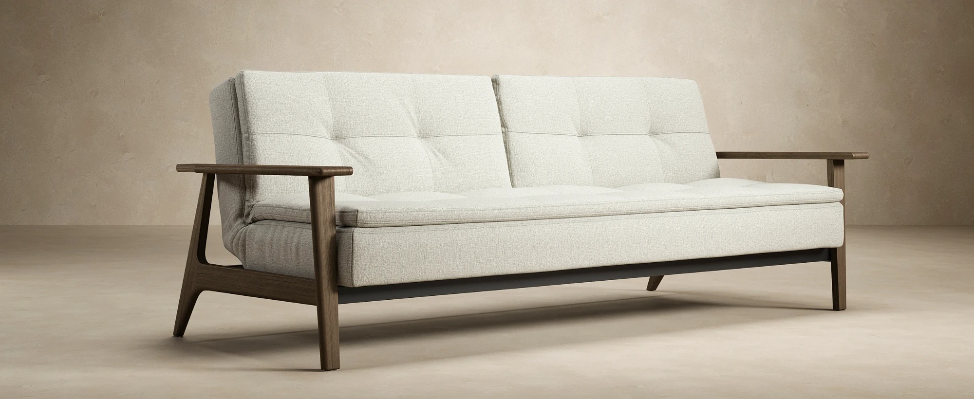 Dublexo Frej Fabric Sofa Bed w/Smoked Oak Arms & Legs