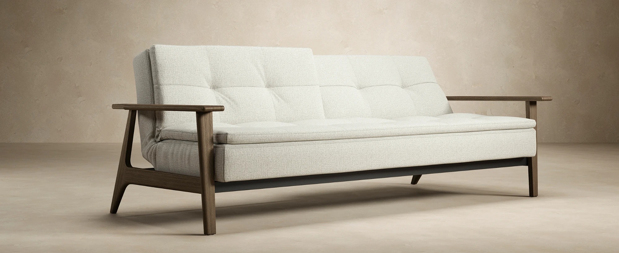 Dublexo Frej Fabric Sofa Bed w/Smoked Oak Arms & Legs
