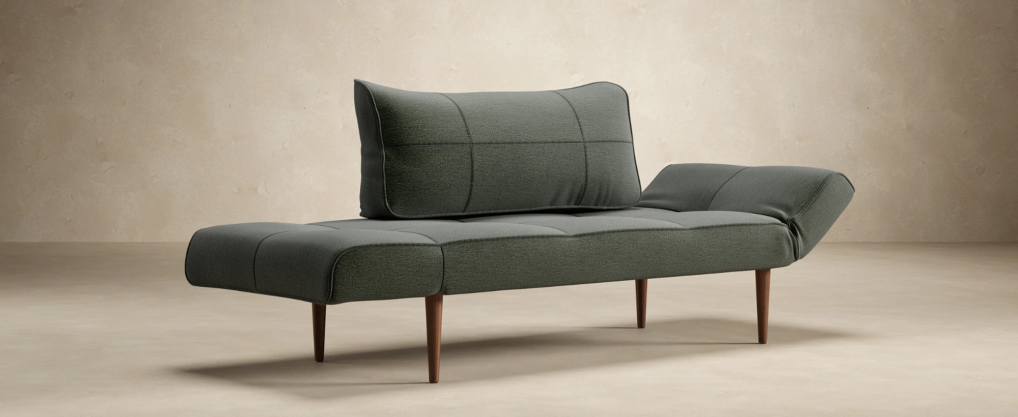 Zeal Deluxe Fabric Daybed w/Dark Wood Styletto Legs
