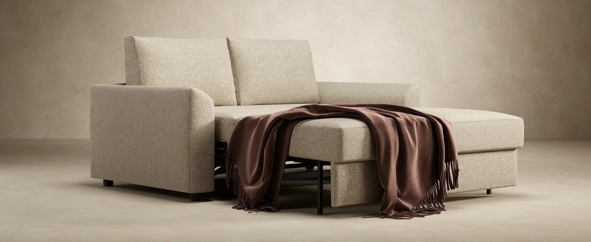 Neah Polyester King Sofa Bed w/Curved Arm Rests