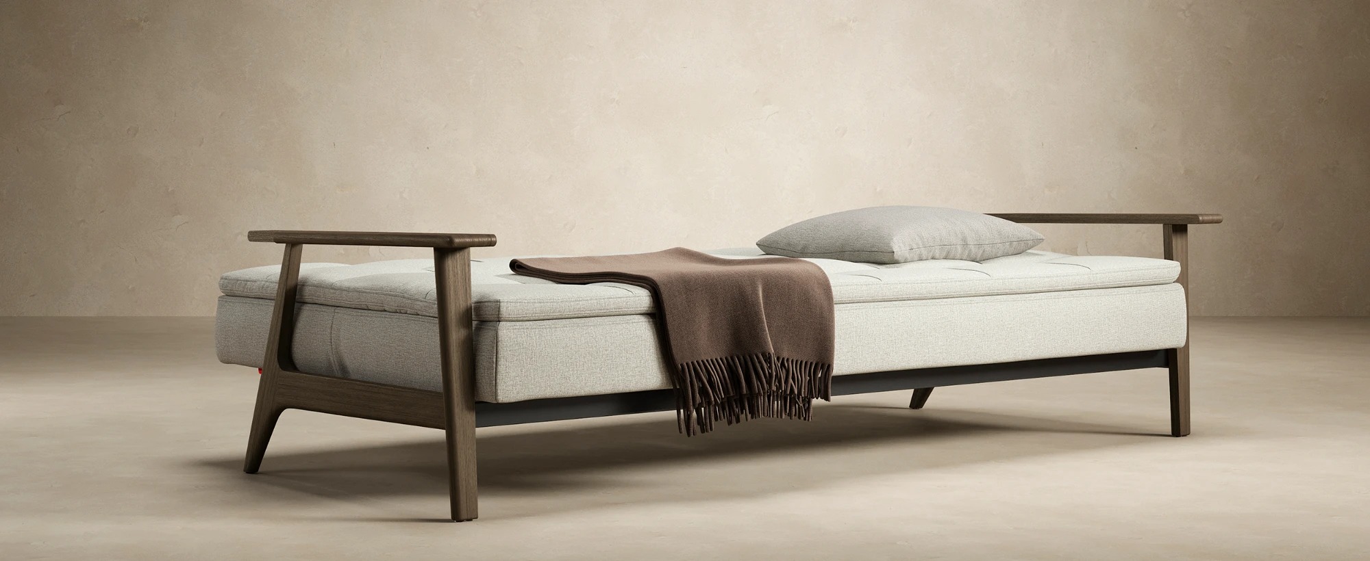 Dublexo Frej Fabric Sofa Bed w/Smoked Oak Arms & Legs