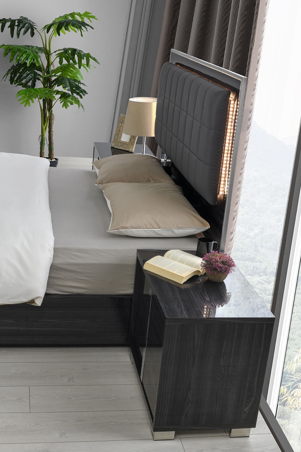 Giulia Premium Leatherette LED Bedroom Set