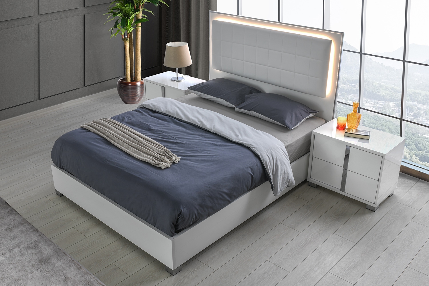 Giulia Premium Leatherette LED Bed