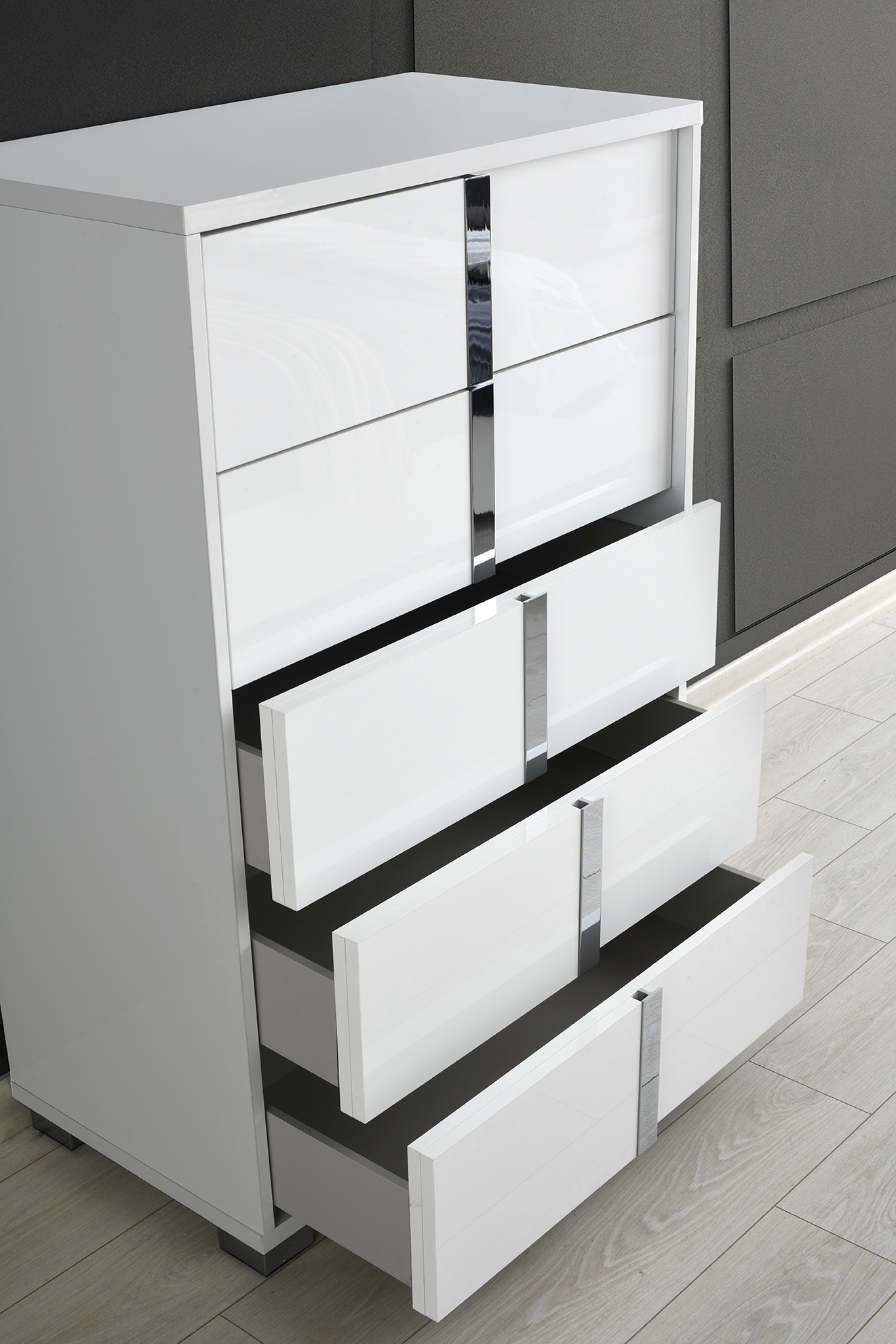 Giulia Premium Gloss Wood Veneer 5-Drawer Chest