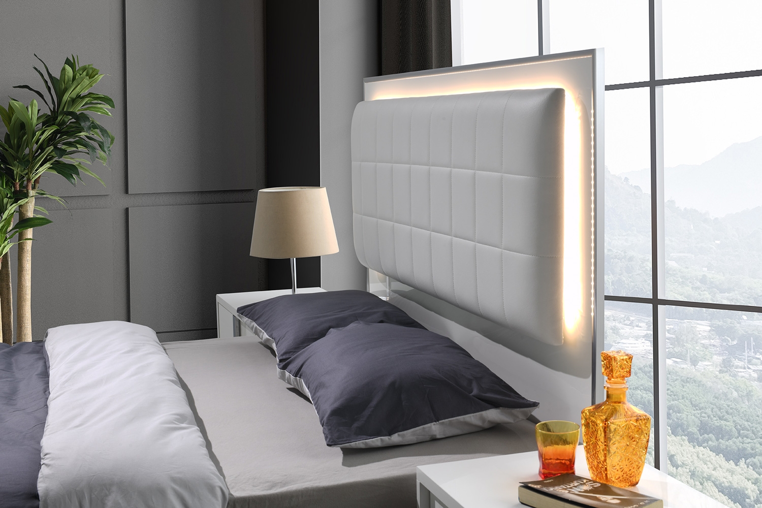 Giulia Premium Leatherette LED Bedroom Set