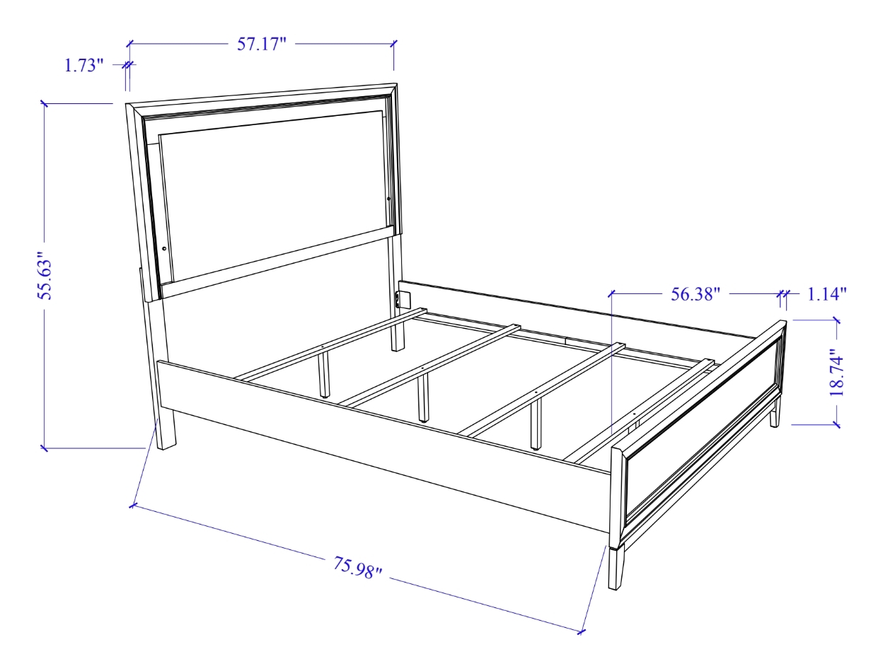 Lily MDF/Wood Panel Bed w/LED Light, Full Size