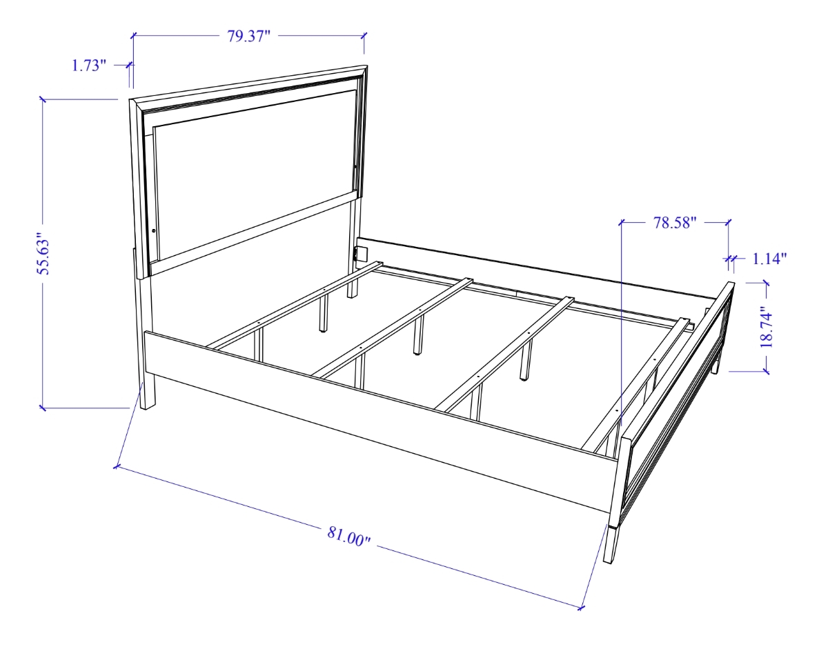 Lily MDF/Wood Panel Bed w/LED Light, King Size