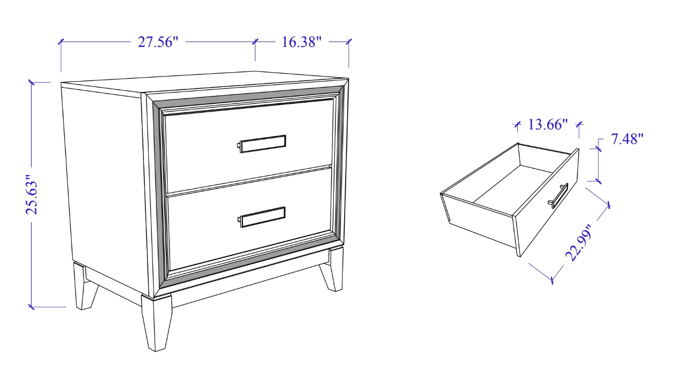 Lily MDF/Wood Nightstand w/2 Drawers