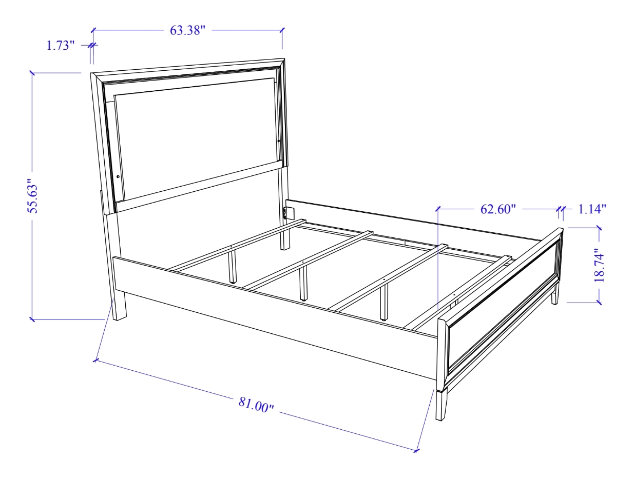 Lily MDF/Wood Panel Bed w/LED Light, Queen Size