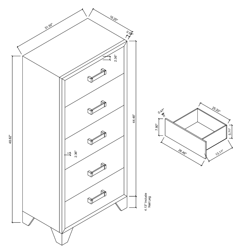 Luccia Wood Chest w/5 Drawers