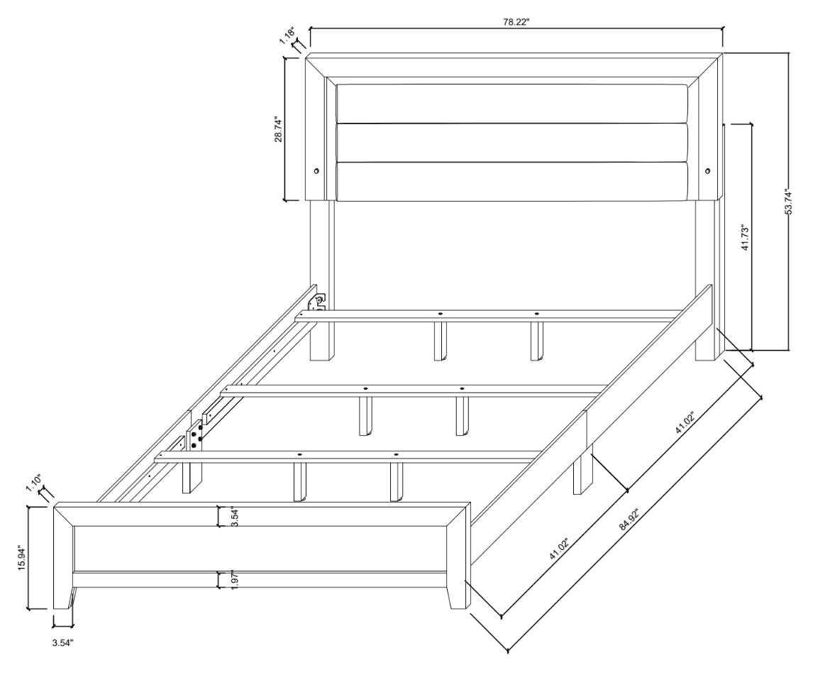 Luccia Wood Panel Bed w/LED Light, King Size