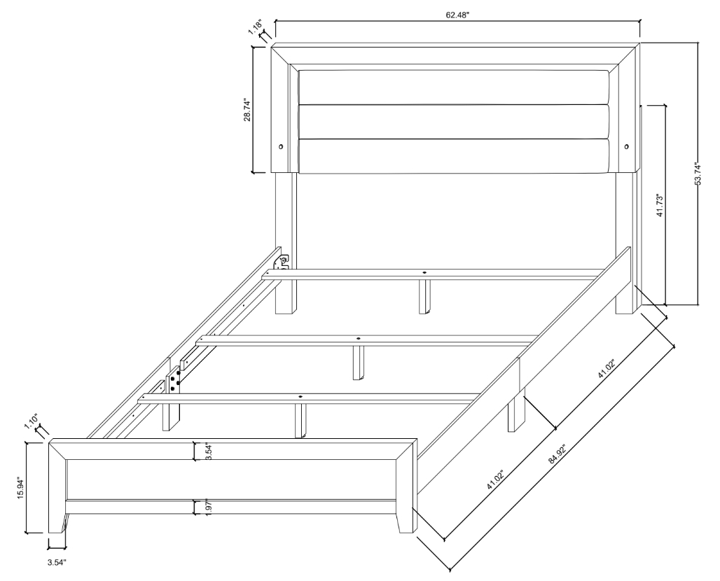 Luccia Wood Panel Bed w/LED Light