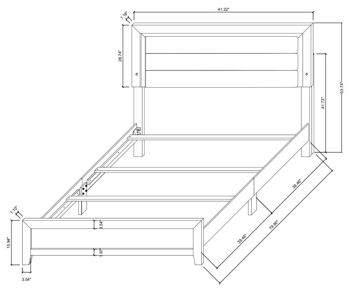 Luccia Wood Panel Bed w/LED Light, Twin Size