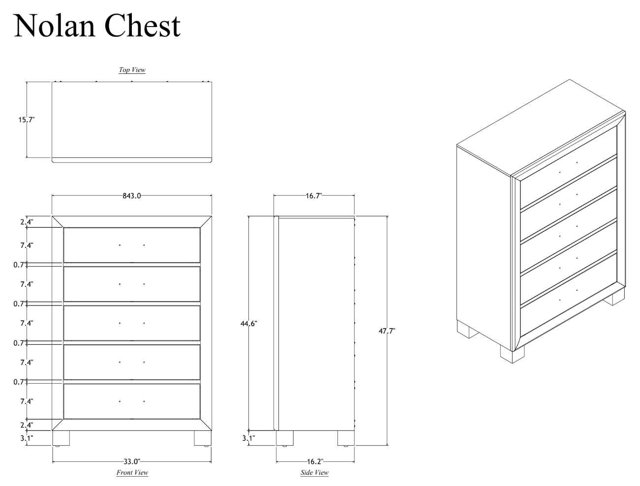 Nolan MDF/Wood Chest w/5 Drawers